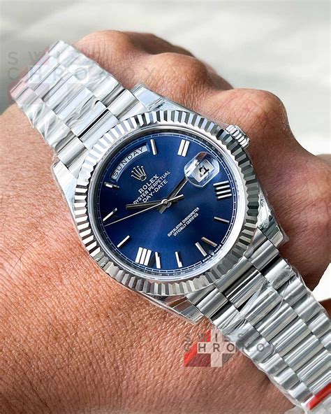 rolex day date blue dial replica|rolex day date 228239.